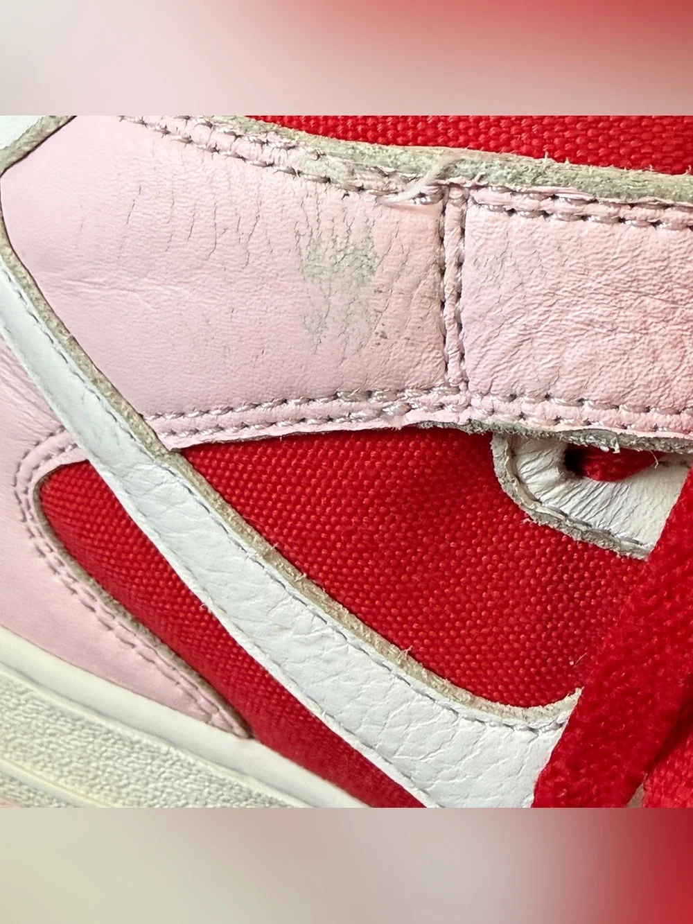 Nike By You Customization Air Force 1 Mid Sneakers White Red and Pink Sz 5.5
